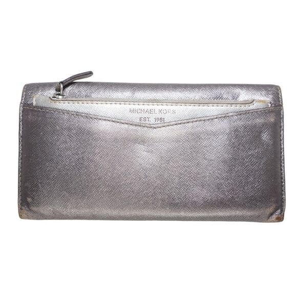 Michael Kors Metallic Gray Snap Wallet for Women - Picture 6 of 10